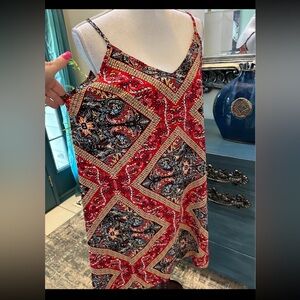 New Emery Rose Multi Color Paisley Print Slip Dress XLG Adjustable Straps